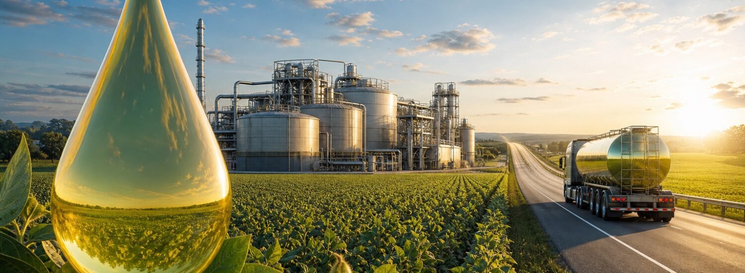 Produção de biodiesel entre lavoura de soja, biorrefinaria e transporte no Brasil