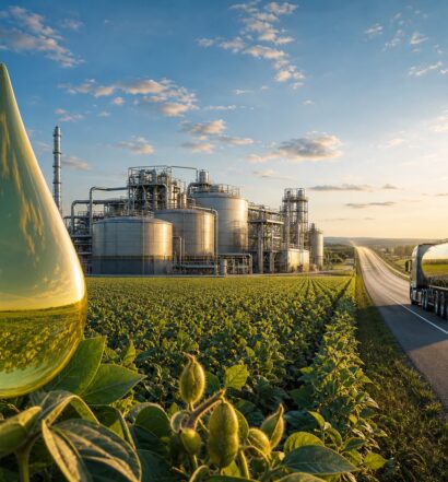Produção de biodiesel entre lavoura de soja, biorrefinaria e transporte no Brasil